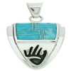 Southwest Hand Turquoise Inlay Sterling Silver Jewelry Pendant YS73198