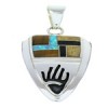 Silver Hand Multicolor Inlay Southwest Pendant YS73206