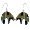 Sterling Silver Multicolor Inlay Bear Hook Dangle Earrings BW73367