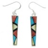 Southwest Multicolor Inlay Hook Dangle Earrings BW75955