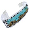 Multicolor Native American Design Feather Cuff Bracelet MW75589