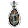 Genuine Sterling Silver Multicolor Inlay Southwest Pendant PX29794