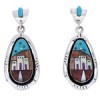 Sterling Silver Native American Design Multicolor Earrings PX29816