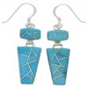 Southwestern Turquoise Inlay Silver Hook Dangle Earrings EX29530