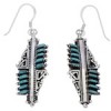 Sterling Silver Turquoise Needlepoint Water Wave Southwest Hook Dangle Earrings PX33008