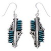 Genuine Sterling Silver Turquoise Needlepoint Water Wave Hook Dangle Earrings PX33009