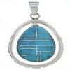 Turquoise Inlay Southwestern Silver Pendant Jewelry PX30124