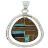 Multicolor Inlay And Genuine Sterling Silver Pendant Jewelry PX30125