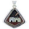 Silver Multicolor Native American Village Design Pendant PX29742