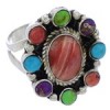 Turquoise Multicolor Authentic Sterling Silver Ring Size 6 JX37844