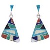 Multicolor Inlay Post Dangle Earrings Southwestern Jewelry JX24149