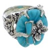 Southwest Turquoise Flower Dragonfly Jewelry Ring Size 5-1/4 EX23349