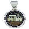 Silver Native American Village Design Multicolor Pendant MX22275