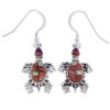 Sterling Silver And Multicolor Inlay Turtle Earrings EX32303