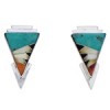 Genuine Sterling Silver Multicolor Inlay Earrings EX32461