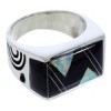 Opal And Black Jade Southwest Ring Size 11-1/2 EX41590
