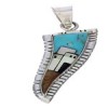 Native American Village Design Multicolor Silver Pendant EX29779