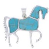 Sterling Silver Turquoise Southwestern Horse Slide Pendant EX29814