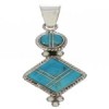 Southwest Sterling Silver Turquoise Inlay Slide Pendant TX28842