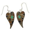 Multicolor Heart Inlay Sterling Silver Hook Dangle Earrings PX24297