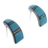 Turquoise Opal Inlay Southwest Post Hoop Earrings PX24904