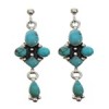 Southwestern Silver Turquoise Post Dangle Earrings TX26254