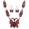 Sterling Silver Butterfly Multicolor Jewelry Link Necklace Set PX37091