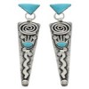 Genuine Sterling Silver Turquoise Inlay Post Dangle Earrings EX24787