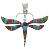 Multicolor Inlay Southwest Dragonfly Pendant EX33136