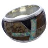 WhiteRock Rocky Trails Multicolor Inlay Silver Ring Size 5-3/4 TX43888