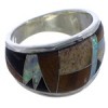 WhiteRock Multicolor Sterling Silver Ring Size 7-1/2 TX43891