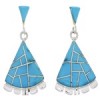 Turquoise Inlay Jewelry Sterling Silver Post Dangle Earrings PX32141