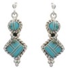 Turquoise Inlay And Silver Post Dangle Earrings FX31044