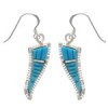 Turquoise Inlay Southwest Silver Hook Dangle Earrings FX31064