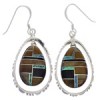 Multicolor Inlay Sterling Silver Hook Dangle Earrings FX31886