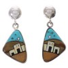 Multicolor And Silver Native American Village Design Earrings PX31448