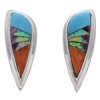 Southwest Multicolor Inlay Silver Earrings EX32260
