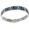 Multicolor Inlay Jewelry Sterling Silver Link Bracelet FX27825