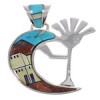 Native American Design Kokopelli Multicolor Silver Pendant EX31194