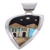 Native American Design Multicolor Sterling Silver Pendant EX31250