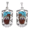 Multicolor Native American Village Design Silver Earrings EX31262