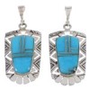 Turquoise Inlay Jewelry Silver Post Dangle Earrings PX31723