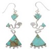 Sterling Silver And Turquoise Jewelry Hook Dangle Earrings PX31743