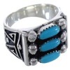 Heavy Turquoise Needlepoint Jewelry Silver Ring Size 6-1/2 VX37141