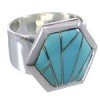 Southwest Silver Turquoise Sturdy Ring Size 6-1/2 EX40586