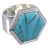 Sterling Silver And Turquoise Sturdy Ring Size 6-1/4 EX40608