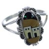 Silver Multicolor Pueblo Design Ring Size 4-3/4 TX41322