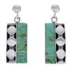 Turquoise Inlay Silver Post Dangle Earrings PX32876