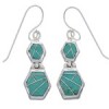 Southwest Turquoise Sterling Silver Hook Dangle Earrings FX31036