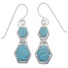 Turquoise Inlay Sterling Silver Hook Dangle Earrings FX31038